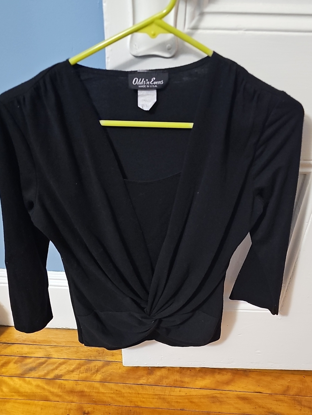 Black Twist-Front Long Sleeve Top